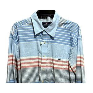 Vineyard Vines Mens XL Oceaneer Stripe Tucker Shirt Slim Fit Cotton Color Bocked